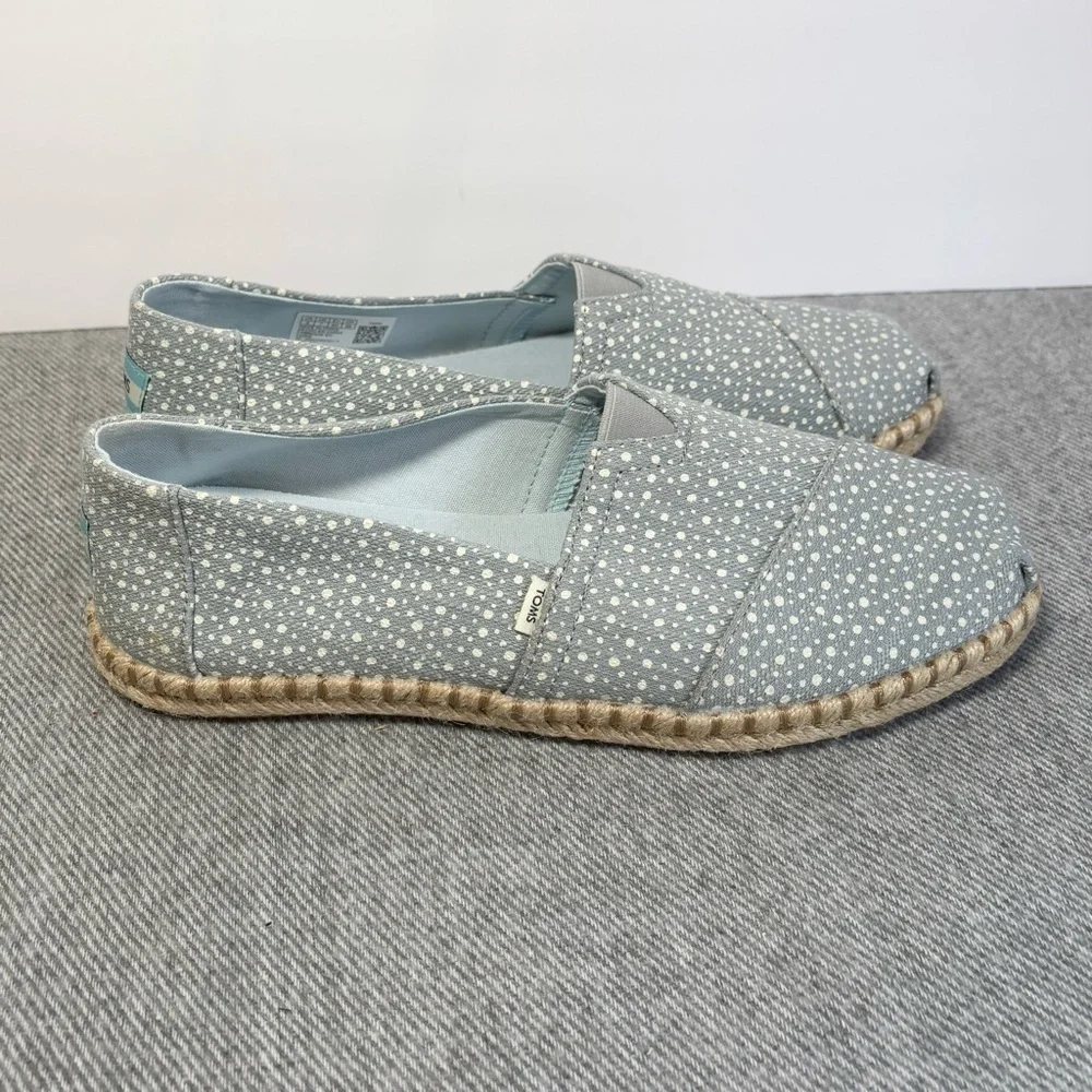 TOMS Alpargata Rope Tiny Dot Slip-On Espadrille Flats Light Blue Size 9